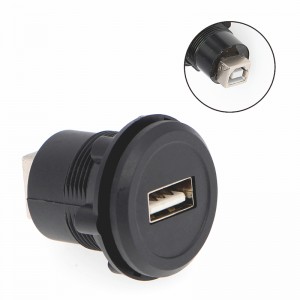22mm mounting diameter plastic USB connector socket USB2.0 Female A to Female B