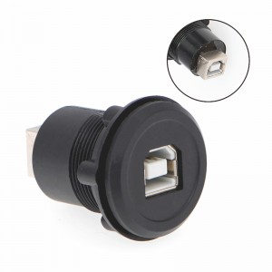 22mm mounting diameter plastic USB connector socket USB2.0 Female B to Female B