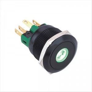ELEWIND 25mm Black alluminum Dot illuminated Latching or Momentary 1NO1NC or 2NO2NC button switch(PM251F-11ZD/R/12V/A)