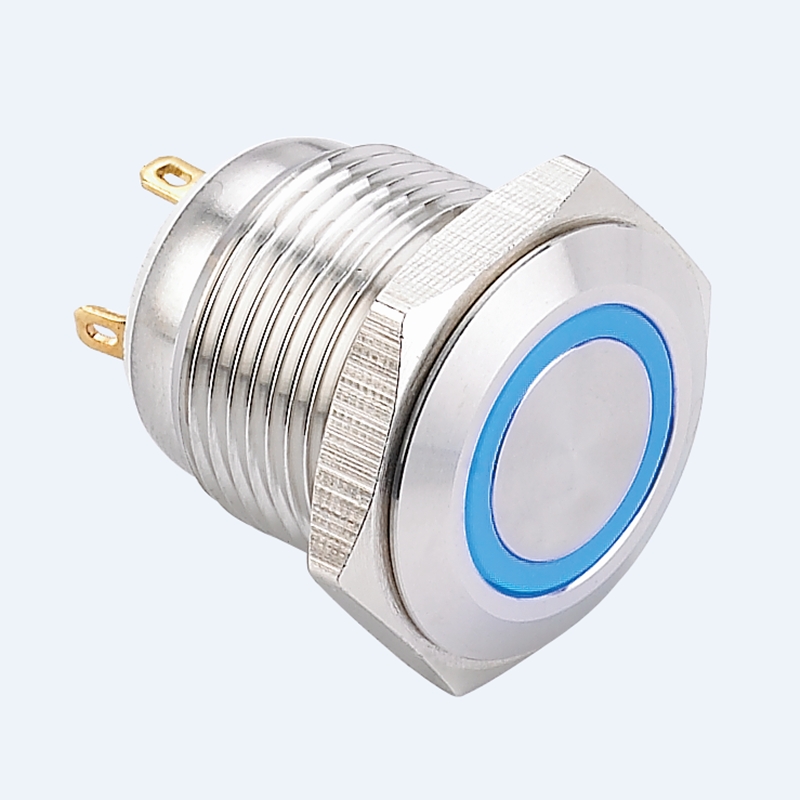 China High Quality Push Button Electrical Switch Exporters –  ELEWIND 16mm Momentary (1NO) stainless steel push button switch With circle light (PM161F-10E/J/B/12V/S) – ELEWIND