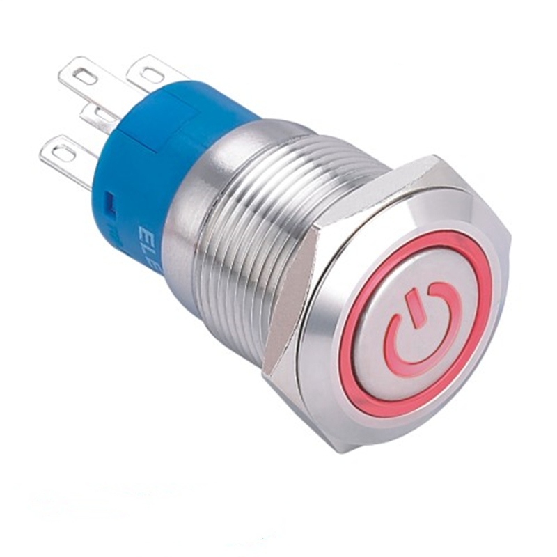 China High Quality Push Button Actuator Supplier –  ELEWIND 19mm illuminated power symbol Momentary Latching push button(PM192F-11E/R/12V/S with illuminated power symbol) – ELEWIND