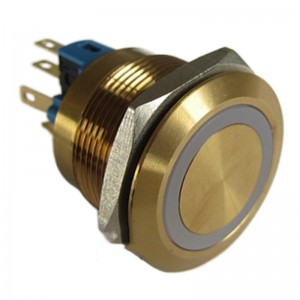 China High Quality Pilot Lamp Indicator Factories –  ELEWIND 22mm champagne color Ring illuminated  Momentary latching metal Stainless steel push button switch(PM221F-11E/B/12V/CS) – E...