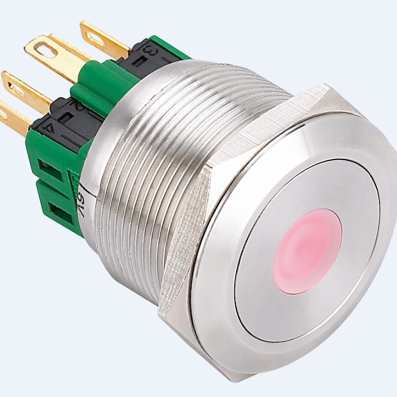 ELEWIND 25mm Stainless steel Latching or Momentary 1NO1NC or 2NO2NC Ring illuminated push button switch(PM251F-11ZD/R/12V/S)