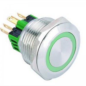 ELEWIND 28mm Stainless steel momentary or latching type 1NO1NC or 2NO2NC Ring illuminated push button switch(PM281F-11E/G/12V/S)