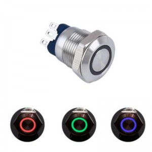 12mm anti vandal push button switch 3 -color RGB led color IP67 waterproof (PM121F-10E/J/RGB/12V/S)