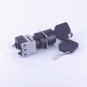 ELEWIND 16mm Plastic 4 PIN terminal Round Shape type 1NO1NC  key switch 2 position maintain  ( PB163Y-11Y/21 )