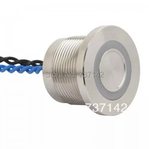 22MM Stainless steel Silver black aluminum Ring illuminated piezo push button switch(22mm,PS223P10YSS1B24T,Rohs,CE)