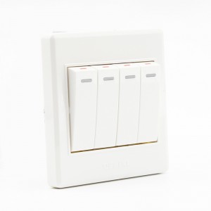 ELEWIND  wall light Button  switch  , On / Off Push Button Switch , 4gang   1/2way ,white color 86 Type