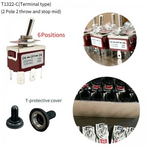 Stainless Steel Reset/self-lock 250V 15A switch DPST DPDT Toggle Switch current choosing from 3-15A terminal