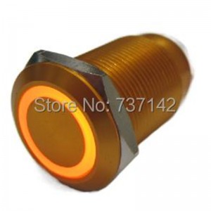 ELEWIND 19MM Anti vandal SPDT Button switch with light push button swith metal golden aluminium(PM193F-11ZE/O/12V/A)
