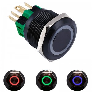 25mm black aluminium or Stainless steel RGB 3 led three color anti vandal push button switch latching(PM251F-11E/RGB/12V/A)