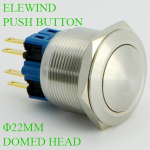 ELEWIND 25mm Stainless steel Momentary (1NO1NC) Domed head 4 Pin terminal  push button switch ( PM251B-11/S )