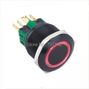 ELEWIND 25mm BLACK aluminum Latching or Momentary 1NO1NC or 2NO2NC Ring illuminated push button switch(PM251F-11ZE/R/12V/A)