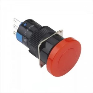 ELEWIND 16mm  Round Plastic 3 PIN terminal Momentary (1NO1NC) Mushroom push button switch (PB161M-11/R without light)