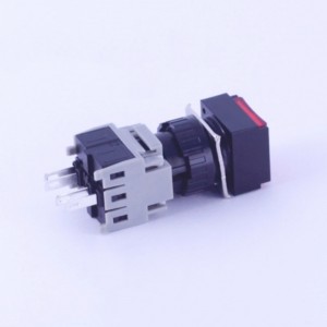 ELEWIND 16mm Plastic 4 PIN terminal Square Round type 1NO1NC Red Cap color push button switch(PB163F-11/R)