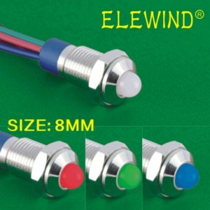 ELEWIND domed head 8mm 10MM 12MM metal IP67 sealed RGB three color led indicator light signal pilot lamp with 15cm cable