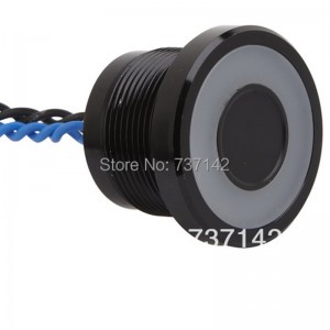 ELEWIND 22mm Black aluminum ring illuminated piezo switch push button switch (PS225P10YBK1B24L,Rohs,CE)
