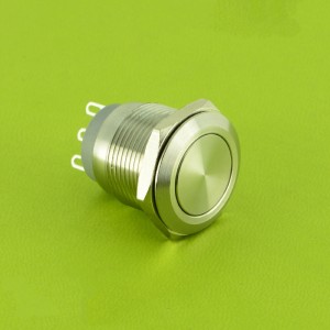 ELEWIND 19mm Stainless Steel 3 Pin terminal  Flat head Micro Travel Push Button Switch ( PM19-11W/S )