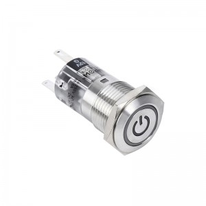16MM metal Stainless steel 1NO1NC 2NO2NC   momentary  latching  push button switch with power illuminated symbol  PM164F-11ET/S