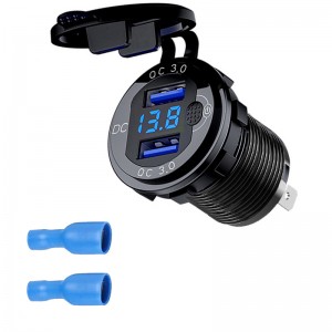 ELEWIND double QC 3.0 USB with Switch digita display voltmeter  USE for  car  yacht  to  charge mobile phone  IPAD