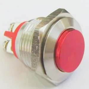ELEWIND 16mm Flat button or Raised button screw terminal normal closed push button switch ( PM161H-01/S With red button )