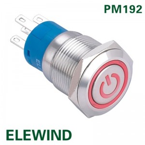 ELEWIND 19mm illuminated power symbol Momentary Latching push button(PM192F-11E/R/12V/S with illuminated power symbol)