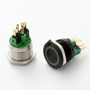 ELEWIND 22mm metal Stainless steel or BLACK aluminum Ring illuminated push button  switch(PM221F-11■E/J/△/▲/◎)