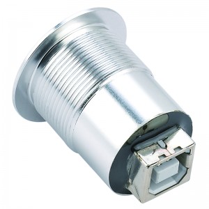 22mm mounting diameter metal Aluminium anodized USB connector socket USB2.0 Female A to Female B
