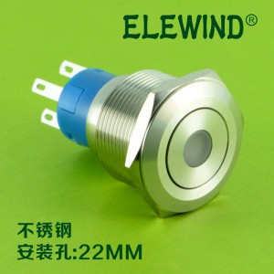 ELEWIND 22mm  stainless steel Flat head Pin terminal Latching or  Momentary Dot illuminated push button ( PM222F-11ZD/R/12V/S )