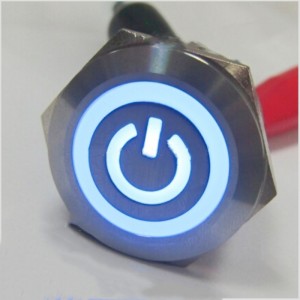 ELEWIND 25mm stainless steel  Latching (1NO1NC)  power symbol  on/off push button switch ( PM251F-11ZET/B/12V/S )