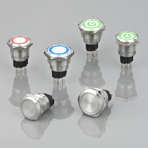 ELEWIND 19mm 22mm metal Stainless steel 1NO1NC  momentary latching push button switch without LED  light  PM225F-11/S