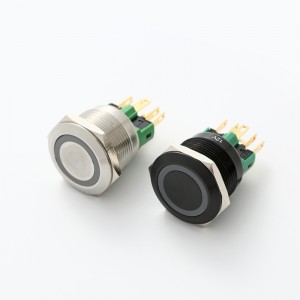 ELEWIND 22mm metal Stainless steel or BLACK aluminum Ring illuminated push button  switch(PM221F-11■E/J/△/▲/◎)