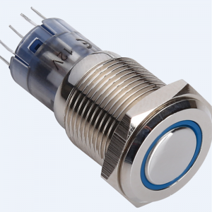 16mm Ring illuminated Momentary or Latching nickel plated brass stainless steel push button switch(PM162F-11E/B/12V/N)