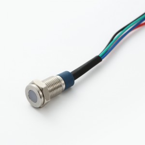 ELEWIND flat head 8mm 10MM 12MM metal IP67 sealed RGB three color led indicator light  signal pilot  lamp with 15cm cable