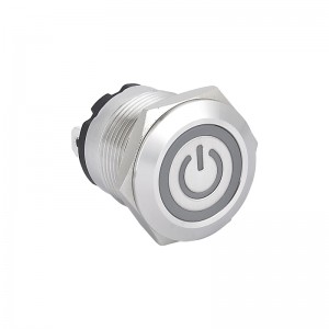 19MM new High Current 20A metal Stainless steel push button switch with  illuminated power symbol light PM196F-10ET/J/S