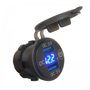 ELEWIND plastic double QC 3.0 USB with Switch digita display voltmeter USE for car yacht to charge mobile phone IPAD