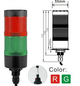 ELEWIND 55mm LED Signal Tower Incontinous Light or Continous Light With Buzzer(YWJD-55A/D/2/RG/24V to 220V)