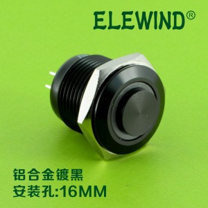 ELEWIND 16mm Ring illuminated momentary Black aluminium push button switch (PM161H-10E/J/B/12V/A)