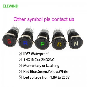 ELEWIND 19mm Illuminated Symbol Push Button Switch(Any symbol you can choose)