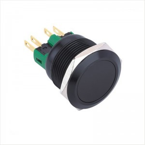 ELEWIND 22mm Black aluminum metal  Momentary latching 1NO1NC push button switch(PM221F-11/A)