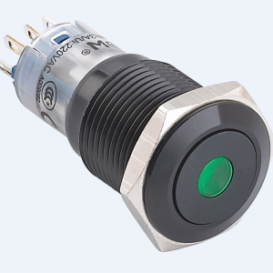 ELEWIND 19mm black aluminum Dot illuminated Latching Momentary (1NO1NC) push button switch(PM192F-11ZD/B/12V/A)