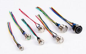 ELEWIND 25mm metal Momentary push button switch with 15cm cable wiring(PM251F-11E/B/12V/A)