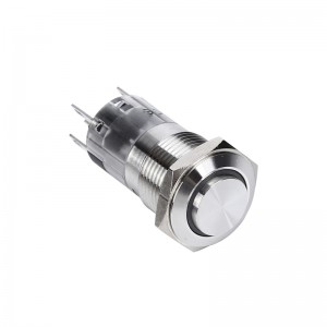 16MM metal Stainless steel 1NO1NC   momentary  latching  on-off  push button switch with ring LED light  PM164F(H)-11E/S