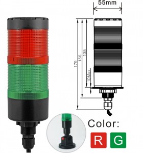 ELEWIND 55mm LED Signal Tower Incontinous Light or Continous Light With Buzzer(YWJD-55A/D/2/RG/24V to 220V)