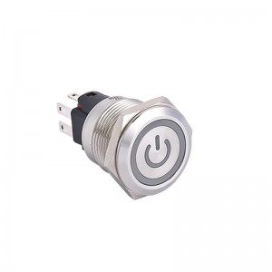 ELEWIND 19mm 22mm metal Stainless steel 1NO1NC  momentary latching push button switch  illuminated power symbol PM225F-11ET/S