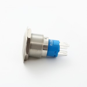 ELEWIND 22mm Ring illuminated square DPDT momentary latching Stainless steel push button switch (PM222S-11E/G/12V/S )