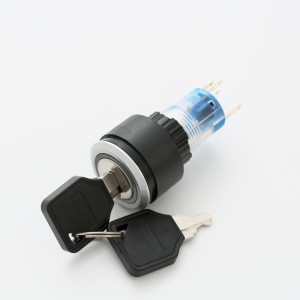 ELEWIND 22mm Round illuminated LED light key lock maintain plastic push button switch (PB223WY-11Y/21A/G/12V)
