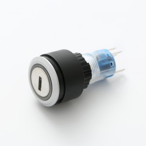 ELEWIND 22mm Round illuminated LED light key lock maintain plastic push button switch (PB223WY-11Y/21A/G/12V)