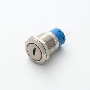 ELEWIND 19mm Key lock stainless steel metal push button switch 1NO1NC maintain or return type (PM192F-11Y/21)