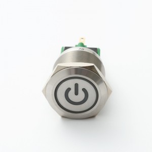ELEWIND 22mm metal Stainless steel Ring illuminated power symbol push button switch(PM221F-11■ET/J/△/▲/◎)